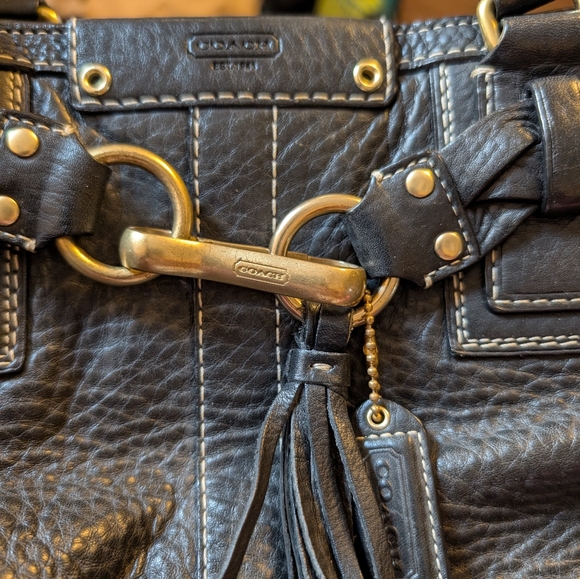 COACH Vintage Leather PURSE J0693-10529 PEBBLED BLACK SATCHEL BAG in VGUC - Picture 11 of 14